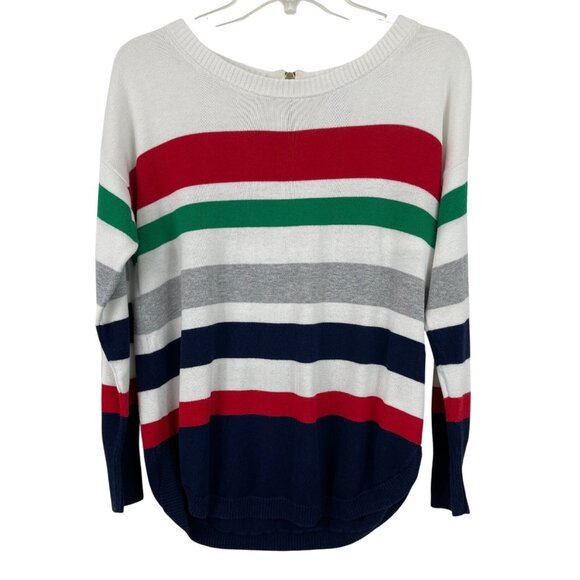 crown & ivy Sweaters - Crown & Ivy Multicolor Striped Knit Sweater w/Back Zipper Closure Womens Size S